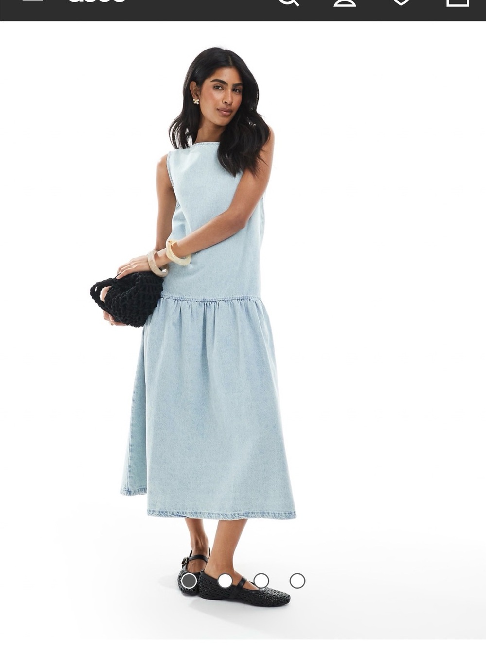 ASOS Pale Blue Sleeveless Denim Midi Dress